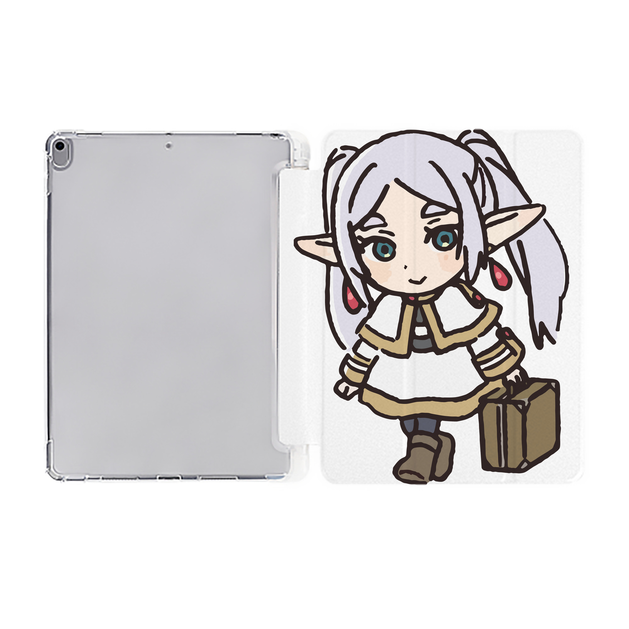 （画像用） 葬送のフリーレン Frieren IPad ケース ペン収納付き 三つ折りスタンド PUレザー×シリコン 対応機種9.5/10.5/10.9インチ